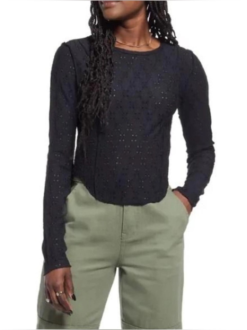 BP Black Sheer Lace Long Sleeve Top XS Festival